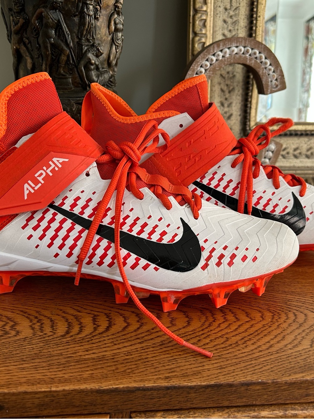 Nike Men’s Alpha Cleats in White, Orange and Black Size 12